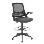 Drafting Stool with Flip Arms Mesh Black - Boss Office Products