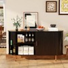 TiramisuBest 40" Storage Cabinet, Sideboard Buffet Cabinet with Tambour Sliding Doors, Accent Coffee Bar Console Table for Kitchen, Entryway,Black - 2 of 4