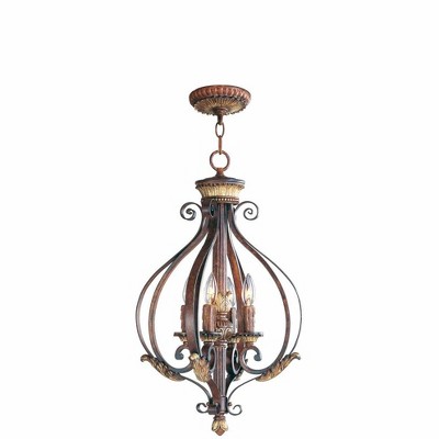 Villa Verona Bronze and Gold Leaf 4-Light Chandelier