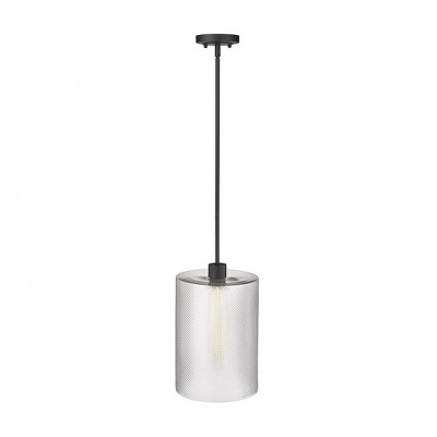 Olena Matte Black and Nickel Glass Pendant Light