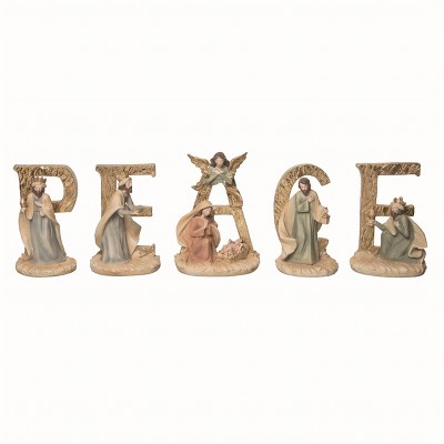 Transpac Resin Multicolor Christmas Peace Nativity Set of 5