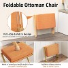 Bamboo folding footstool with bamboo X-legs and seat cushion, suitable for bedroom and living room use - 4 of 4