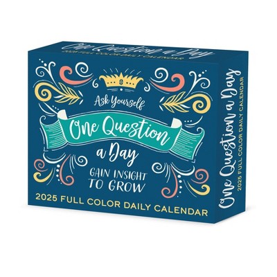 Willow Creek Press One Question A Day 2025 Box Calendar: Daily Desktop Planner, 5x6", Blue, All Ages, January-December