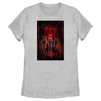 Women's Stranger Things Four Friends Rift Apocalypse Poster T-Shirt