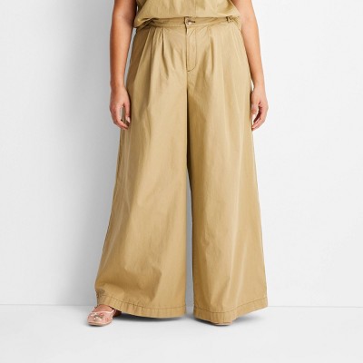 Women's High-rise Wide Leg Pleated Pants - Future Collective