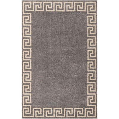 Gray Geometric Synthetic 5' x 8' Area Rug