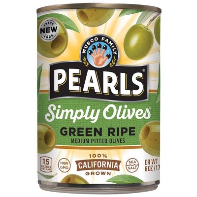 Pearls Green Ripe Medium Pitted Olives - 6oz