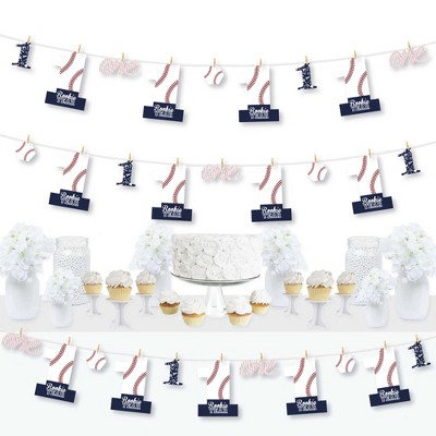 Big Dot of Happiness 1st Birthday Batter Up - Baseball - First Birthday Party DIY Decorations - Clothespin Garland Banner - 44 Pieces