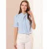 Allegra K Women's Work Office Button Down Puff Sleeve Tie Neck Top Shirt - 3 of 4