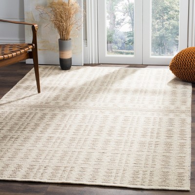 Gray and Ivory Flat Woven Wool 5' x 8' Area Rug