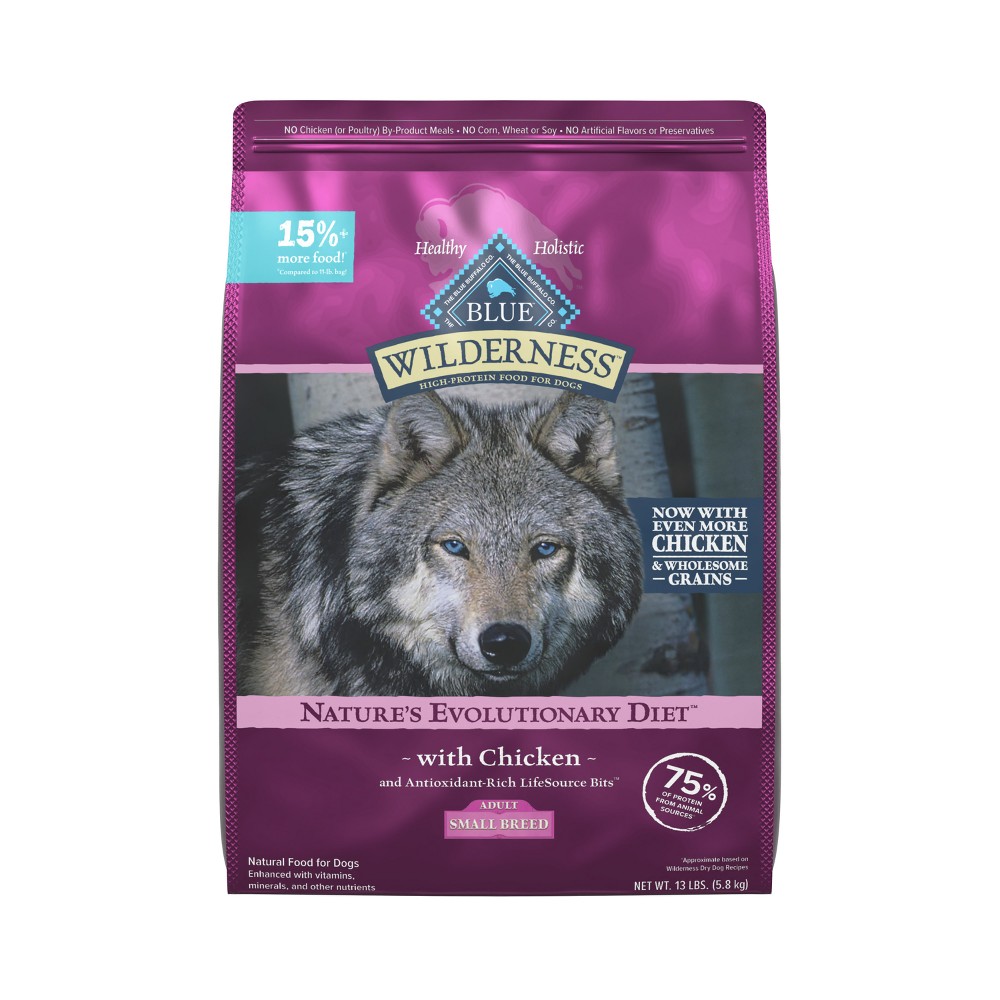 Blue Buffalo Wilderness High Protein Natural Small Breed Adult Dry Dog Food plus Wholesome Grains with Chicken - 13lbs