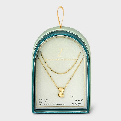 14K Gold Dipped Initial Bubble Multi-Strand Pendant Necklace - A New Day™ Gold