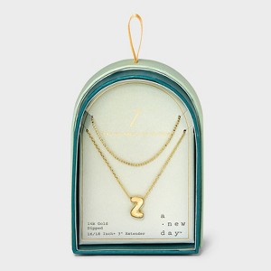 14K Gold Dipped Initial Bubble Multi-Strand Pendant Necklace - A New Day™ Gold - 1 of 4