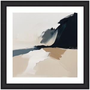 Kate and Laurel Framed Art Coastal Sand Modern Abstract Landscape II by The Creative Bunch Studio, 27x27, Oliver Black Narrow - 1 of 4