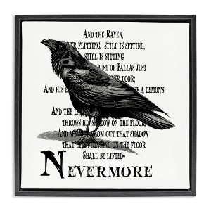 Stupell Industries Creepy Halloween Black Crow Raven Floating Frame Canvas Art - 1 of 4