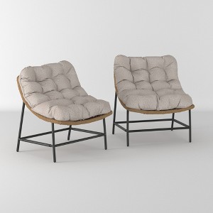2pk Papasan Scoop Outdoor Patio Chair - Natural - Saracina Home - 1 of 4