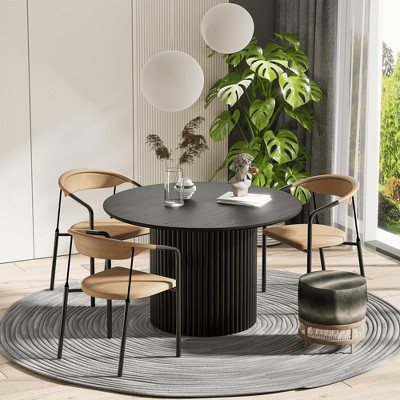 SpassWay 30"H Round Fashion Wooden Table Suitable for Kitchen Conference and Gaming Use One Pedestal Black/Walnut/Natural Wood