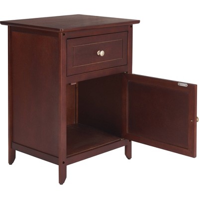 Walnut Rectangular Wood and Metal Side Table with Storage