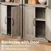 5 Tier 70 inch Tall Farmhouse Wooden Bookcases with Doors and Storage, for Home, Office Gray 12.9"D x 24.4"W x 68.7"H - 3 of 4