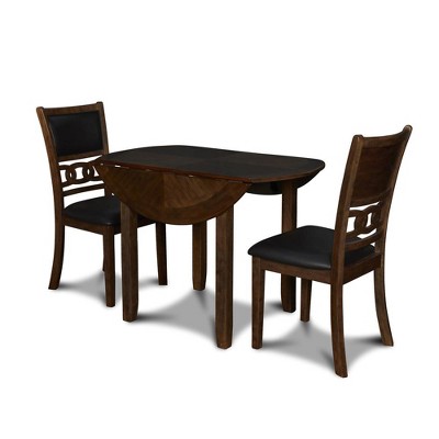 New Classic Furniture,Gia Solid Wood Dining Drop Leaf Table 2 Chairs In Brown