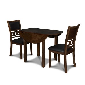 New Classic Furniture,Gia Solid Wood Dining Drop Leaf Table 2 Chairs In Brown - 1 of 4