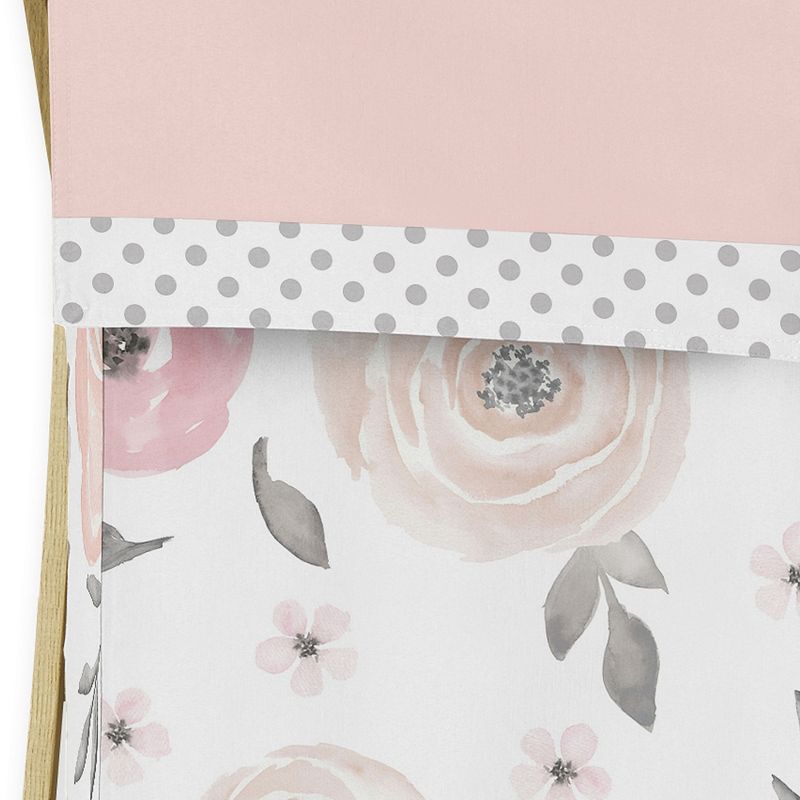 Sweet Jojo Designs Girl Laundry Hamper Watercolor Floral Pink and Grey, 4 of 7
