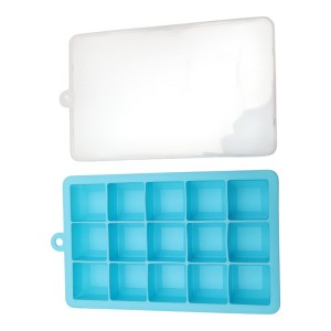 Unique Bargains 15-Cavity Small Square Ice Tray with Lid Hand Wash Only Silicone 7.87"x4.72"x1.30" 1 Pc - 1 of 3