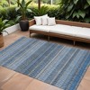 Denim Blue And Ivory Striped Washable Indoor Outdoor Area Rug - 2 of 4