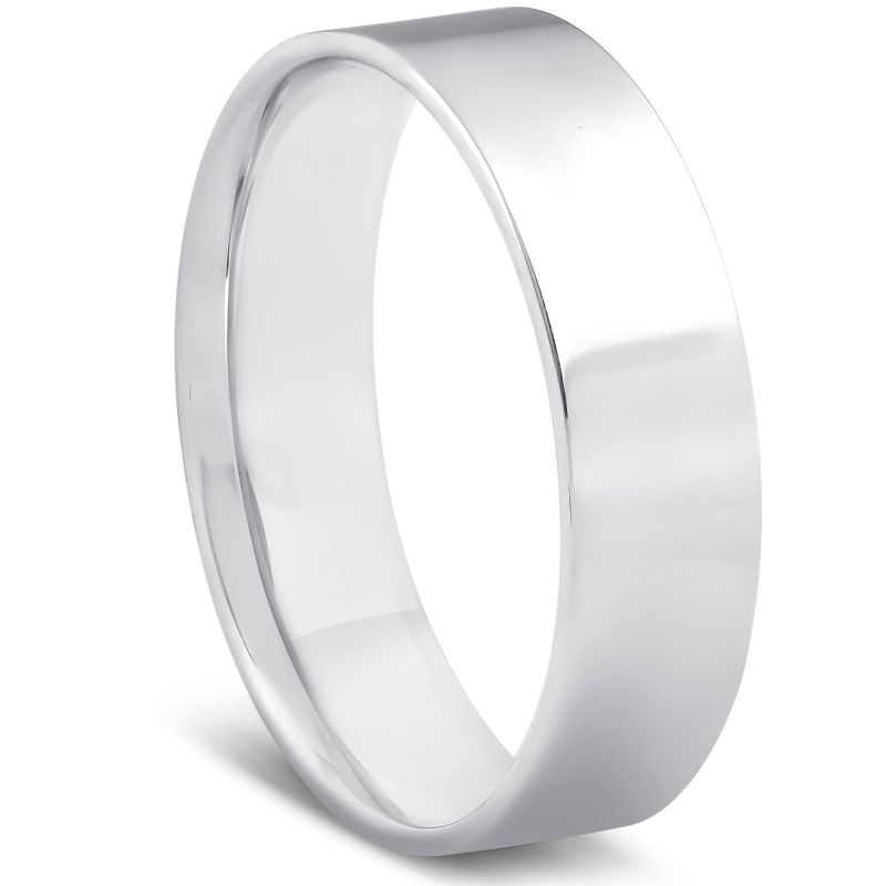 Pompeii3 10k White Gold 6mm Flat Comfort Fit High Polished Wedding Band Mens Ring - Size 11, 1 of 5
