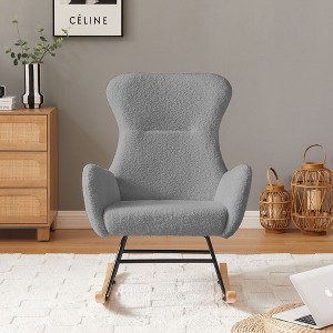NicBex Rocking Chair Velvet Accent Chair Upholstered Comfy Chair with High Backrest Lounge Chair for Bedroom, Living Room - 1 of 4