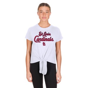 MLB St. Louis Cardinals Women's White Front Knot T-Shirt - 1 of 4