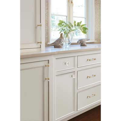 Clear Glass and Golden Champagne Cabinet Pull with Mounting Hardware