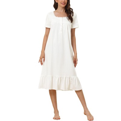 Cheibear Women's Victorian Princess Lace Short Sleeve Cotton Sleepwear ...