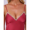 INSPIRE CHIC Women's Silky Floral Lace Satin Side Slit Hem V-Neck Cami Sleeveless Dress - 4 of 4