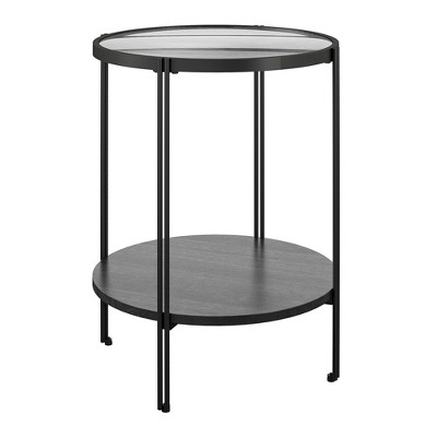RealRooms Vance Round End Table, Black Oak