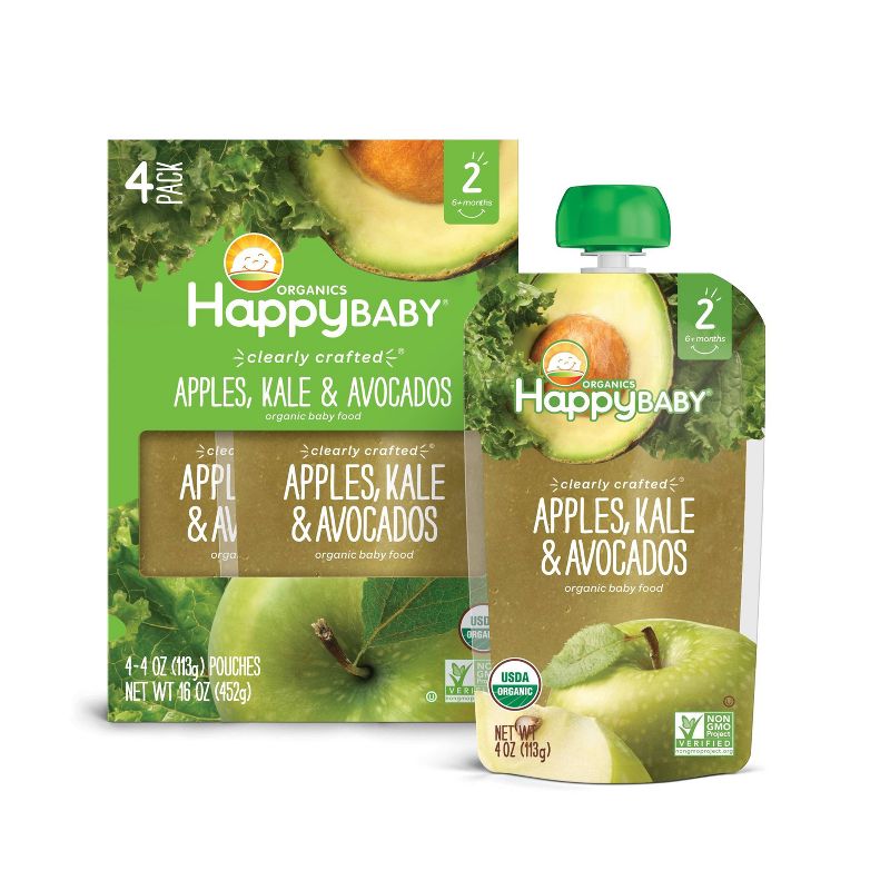HappyBaby Clearly Crafted Apples Kale & Avocado Baby Food Pouch - (Select Count), 5 of 7