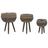 vidaXL Planter Set of 3 Brown Wicker Small, Medium, Large - 2 of 4