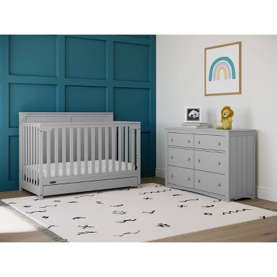 Pebble Gray 5-in-1 Convertible Crib with Storage Drawer