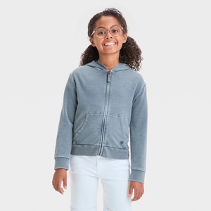 Girls' Hearts French Terry Zip-Up Hoodie - Cat & Jack™ - 1 of 4