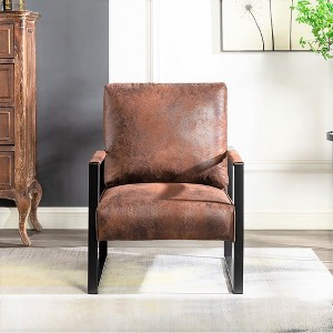 NicBex PU Leather/Microfiber/Velvet Accent Chair with Metal Frame,Mid Century Arm Chair with Cushion for Bedroom,Reading Room - 1 of 4