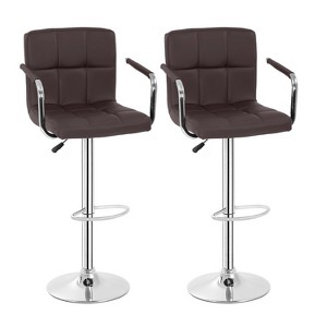 BestMasssage Bar Stools Set of 2 Adjustable Bar Stool Bar Chairs, Brown - 1 of 4