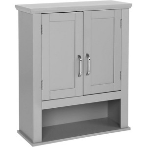 VINGLI Medecine Cabinet with 2 Doors Bathrooom Wall Cabinet Grey Over The Toilet Storage Towel Cabinet 1 Adjustable Shelf - 1 of 4
