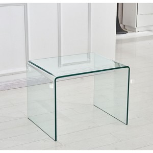 Lirago Tempered Clear Bent Glass End Table-Multi-Purpose Transparent Sofa Table for Living Room & Outdoor 15.8"D * 19.72"L * 18.89"H - 1 of 4