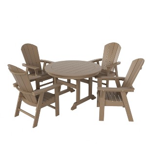 WestinTrends 5 Piece Outdoor Patio Dining Round Table and Curved Back Armchair Set - 1 of 2