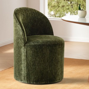 Rolling Barrel Dining Chair, Modern Armless Upholstered Accent Chair with Casters for Kitchen, Home Office, or Dining Room-Maison Boucle - 1 of 4