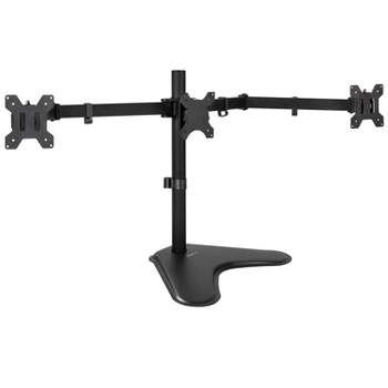 Mount-It! Triple Monitor Stand, 3 Monitor Stand Fits 19 - 27 Inch Computer Screens, Free Standing Base, Three Heavy Duty Full Motion Adjustable Arms