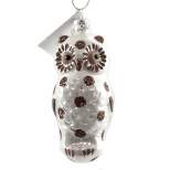Golden Bell Collection Mid Century  Owl  -  1 Ornament 4.25 Inches -  Czech Republic Forest Bird Mod  -  Ana005  -  Glass  -  White
