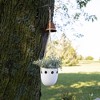 Galiot White Round Cutout Decorative Hanging Terracotta Planter w/ Jute Rope - 2 of 4