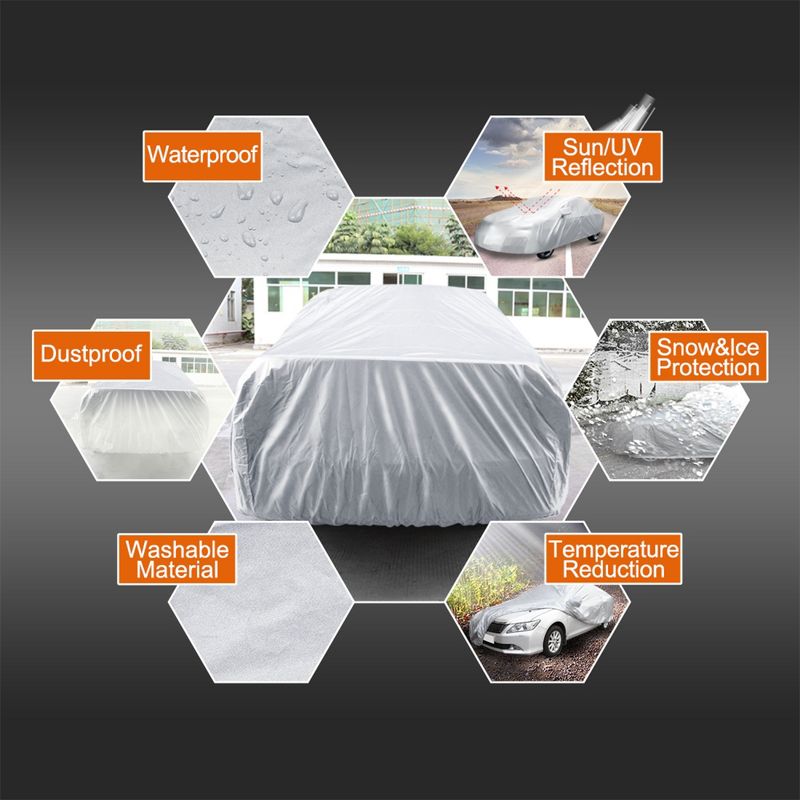 Unique Bargains Polyester Breathable Waterproof All Weather Protect Car Cover, 5 of 8