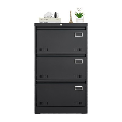 NicBex Modern File Cabinet with Lock,Lateral/Vertical Metal Filing Cabinets with Drawers,Office Cabinet for Home, Office,Black/White